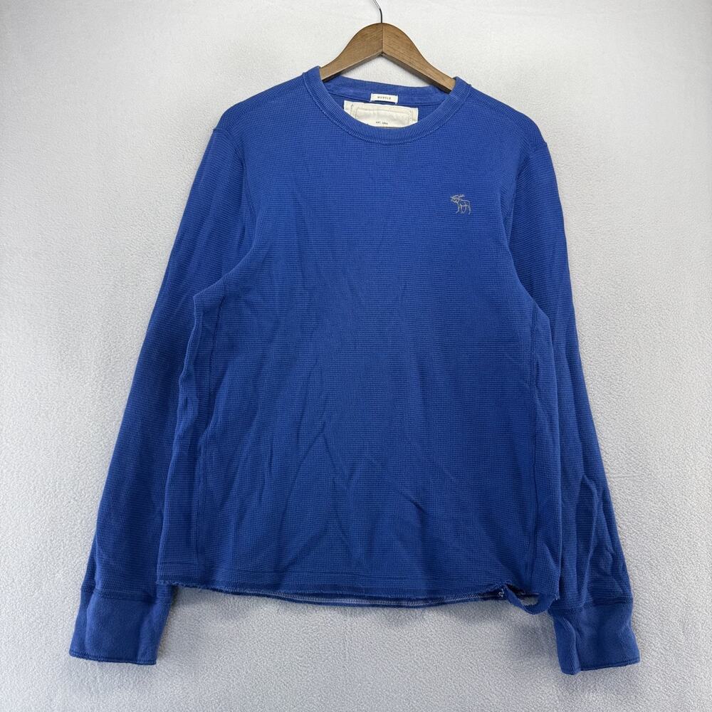Vintage Abercrombie Fitch Thermal Shirt men's large blue Muscle Distressed y2k